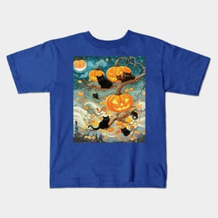 Halloween Preparation The Black Cat And Pumpkin Patch Kids T-Shirt